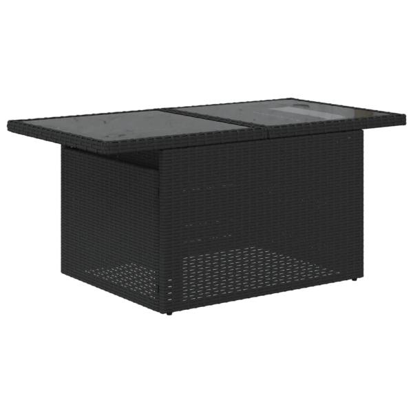 6-teiliges Gartensofa-Set mit Kissen, schwarzes Polyrattan