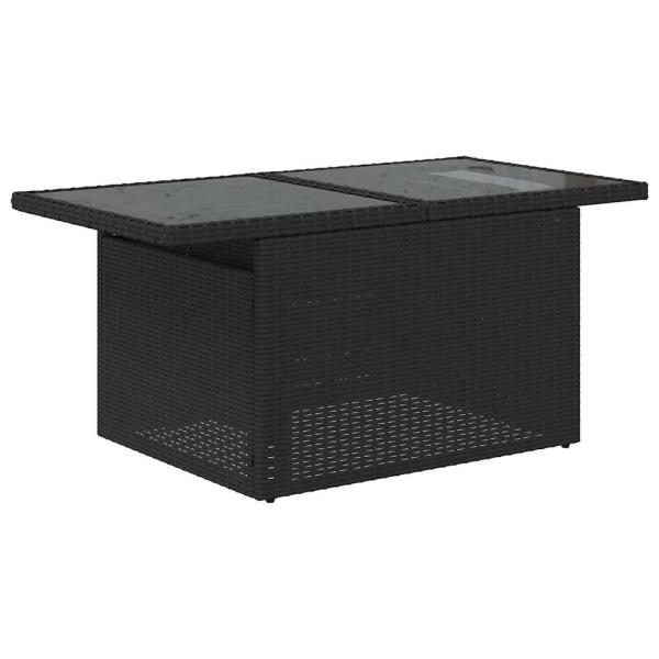 7-tlg. Garten-Sofagarnitur mit Kissen Schwarz Poly Rattan Akazie