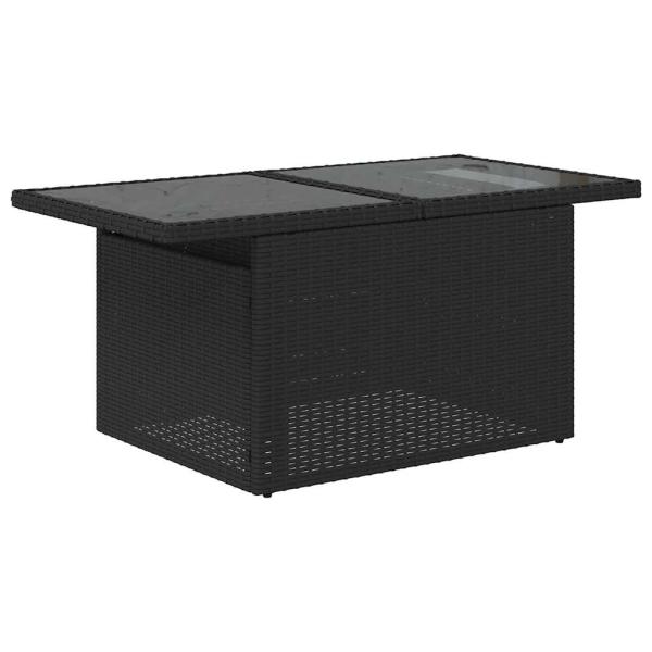 7-teiliges Gartensofa-Set mit Kissen, schwarzes Polyrattan