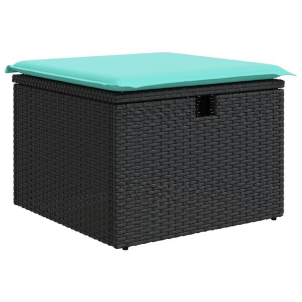 6-teiliges Gartensofa-Set mit Kissen, schwarzes Polyrattan