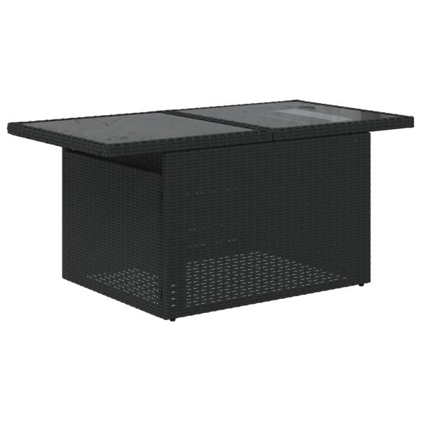 7-teiliges Gartensofa-Set mit Kissen, schwarzes Polyrattan