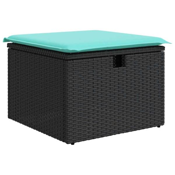 7-tlg. Garten-Sofagarnitur mit Kissen Grau Poly Rattan Akazie