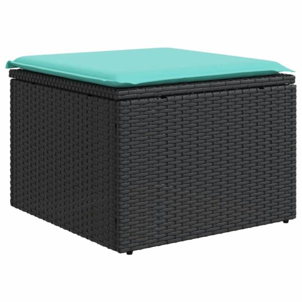 9-teiliges Gartensofa-Set mit Kissen, schwarzes Polyrattan