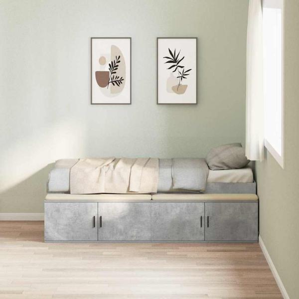ARDEBO.de - Bettrahmen mit Schubladen Beton Grau 100 x 200 cm Holzwerkstoff