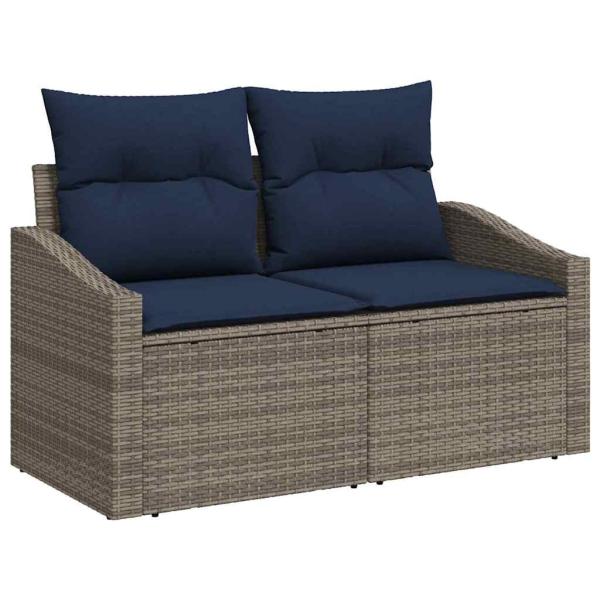 Sofa Set 10 stk. 9-Sitzanzahl Schwarz und Blau Poly-Rattan
