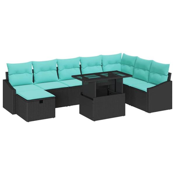 Gartensofa-set 9 Stk. Poly-Rattan