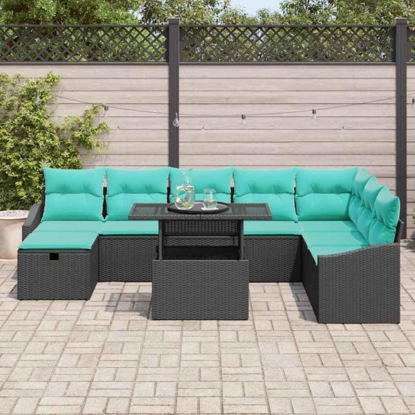 Gartensofa-set 9 Stk. Poly-Rattan