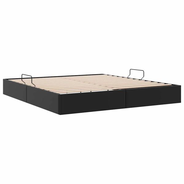 Aufbewahrungsbett mit Speicher Schwarz 193 x 203 cm Kunstleder