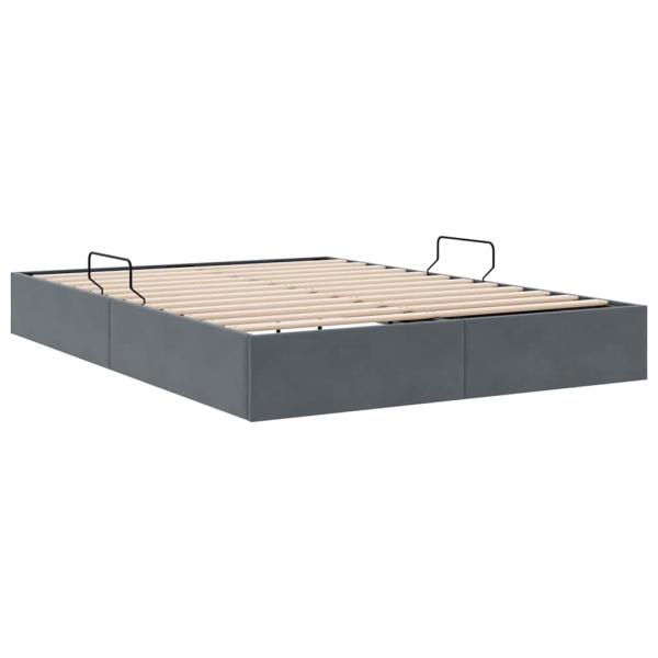 Aufbewahrungsbett mit Speicher Dunkelgrau 137 x 190 cm Samt