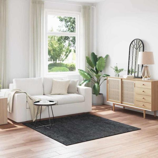 ARDEBO.de - Anti-Rutsch Shaggy Teppich Dunkelgrau 160 x 160 cm PP