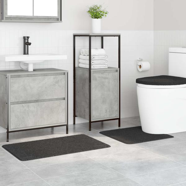 Anti-Rutsch Badematten-Set 3 stk. Dunkelgrau 50 x 80 cm PP