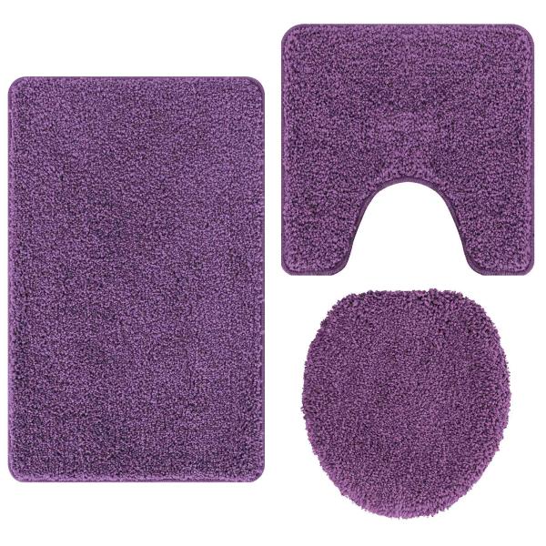 Anti-Rutsch Badematten-Set 3 stk. Lila 50 x 80 cm PP
