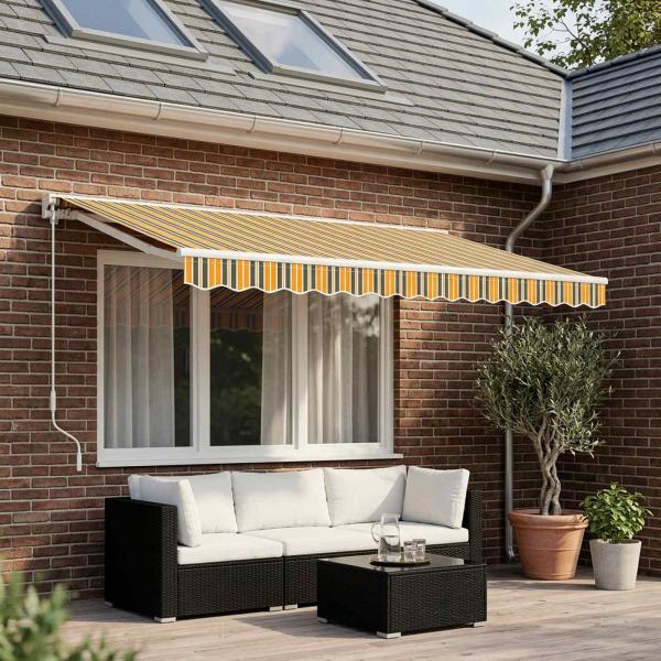 ARDEBO.de - Ersatzvolant für Markise für 5 m Grün-gelb gestreift Polyester