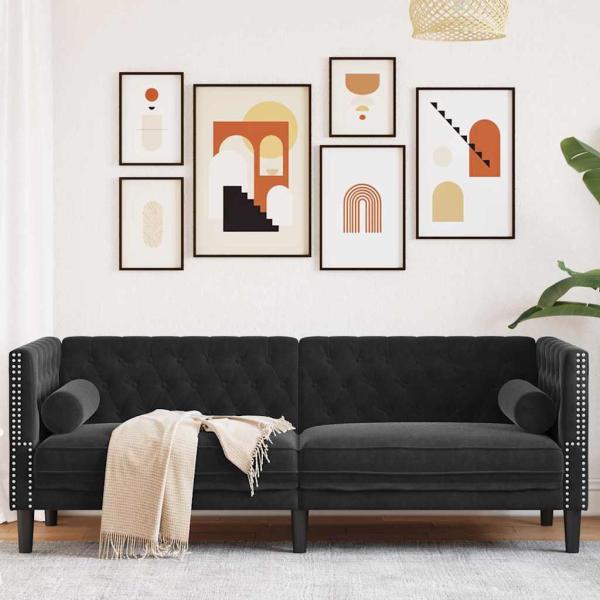 ARDEBO.de - Sofa Schwarz 194 x 74,5 x 70,5 cm Samt
