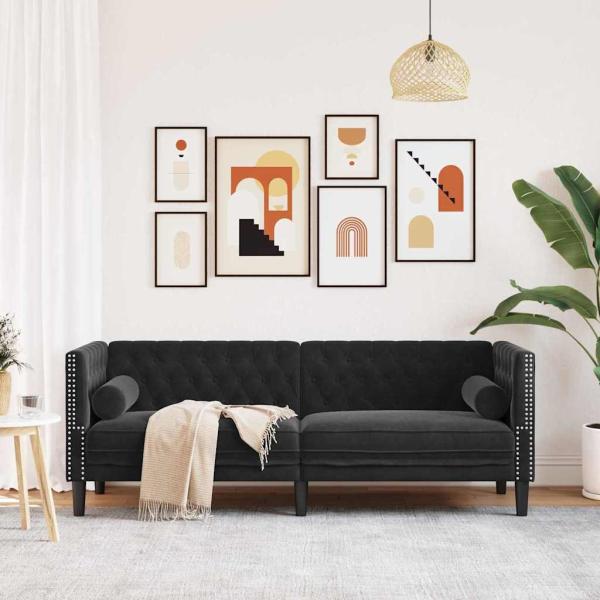 Sofa Schwarz 194 x 74,5 x 70,5 cm Samt