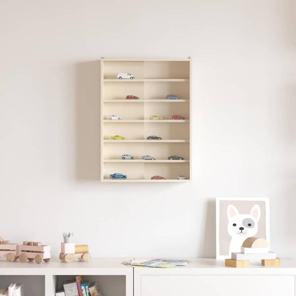 ARDEBO.de - Wanddisplay-Case mit Regal Beige 40 x 8,5 x 54 cm Sperrholz