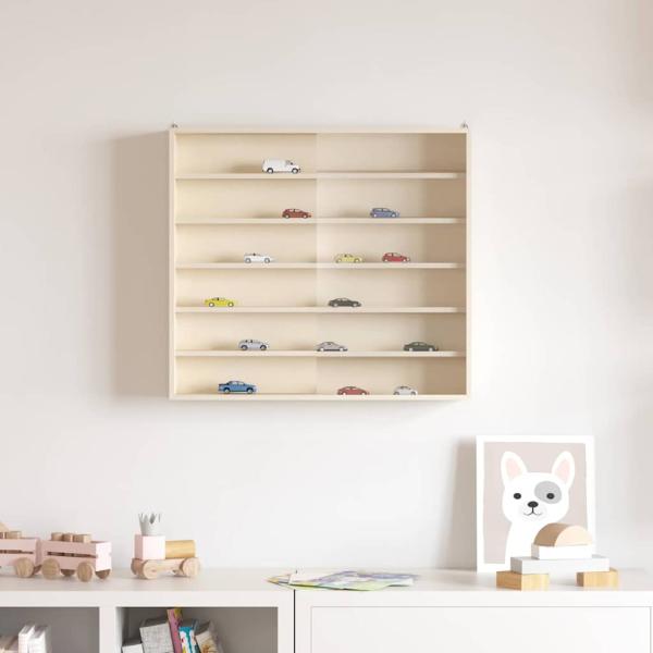 ARDEBO.de - Wanddisplay-Case mit Regal Beige 60 x 8,5 x 54 cm Sperrholz