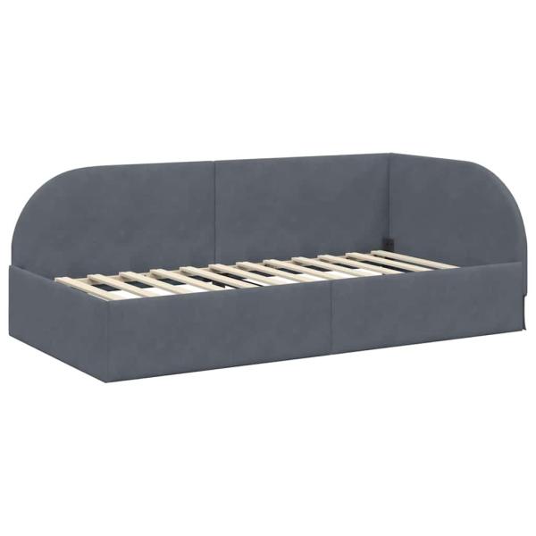 Eckbettgestell Dunkelgrau 100 x 200 cm Samt