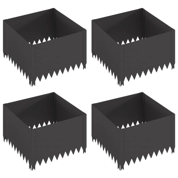 Raseneinfassung 4 stk. 60 x 60 x 35 cm Stahl Schwarz