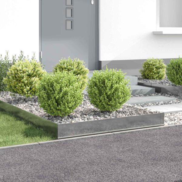 ARDEBO.de - Raseneinfassung 4 stk. 100 x 100 x 20 cm Stahl Silber