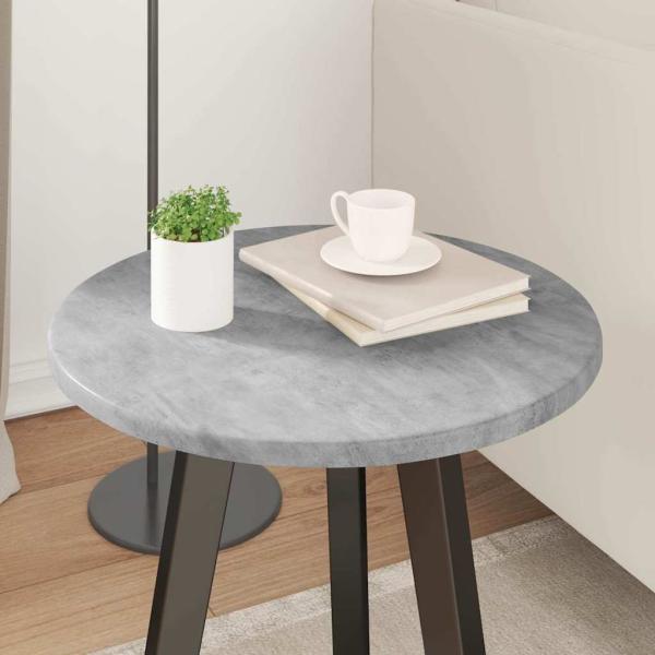 Tischplatte Ø 40 x 1,5 cm Rund Holzwerkstoff Betongrau