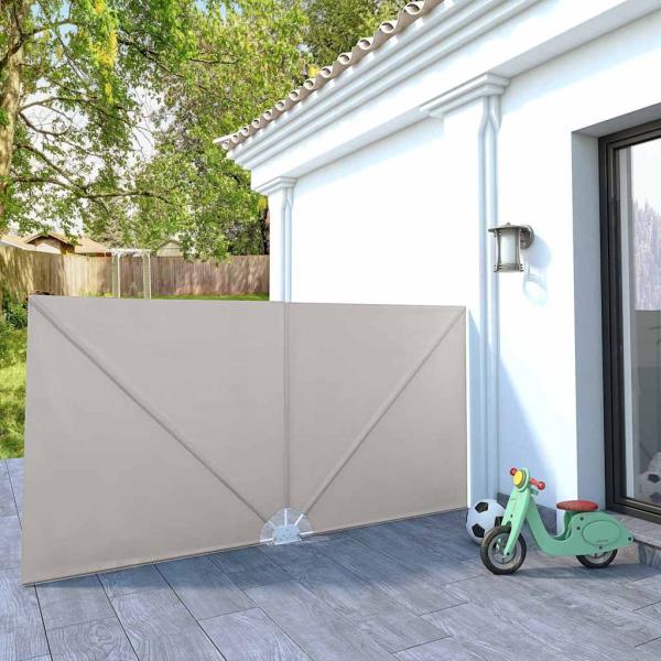 ARDEBO.de - Faltbarer Terrassen-Seitenfächer Creme 300×150 cm