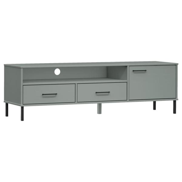 TV-Schrank OSLO mit Metallbeinen Grau Massivholz Kiefer