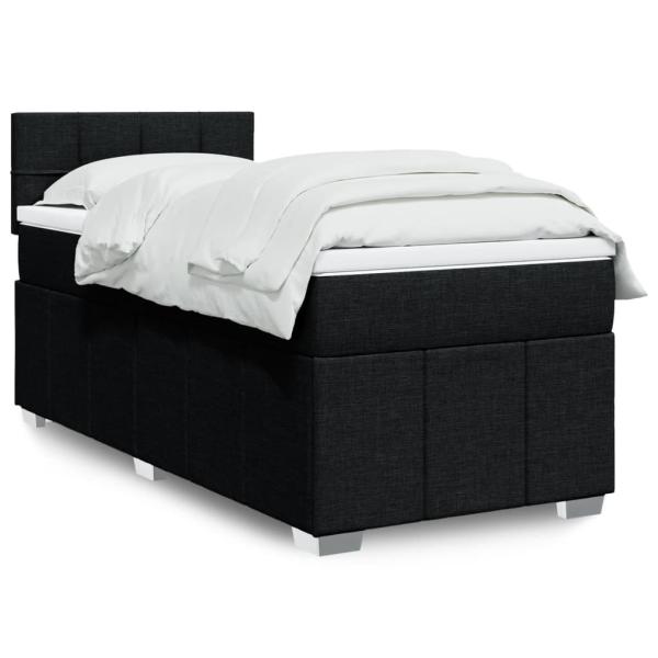 ARDEBO.de - Boxspringbett mit Matratze Schwarz 90x200 cm Stoff