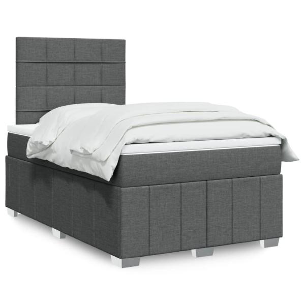 ARDEBO.de - Boxspringbett mit Matratze Dunkelgrau 120x190 cm Stoff