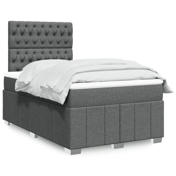 ARDEBO.de - Boxspringbett mit Matratze Dunkelgrau 120x190 cm Stoff