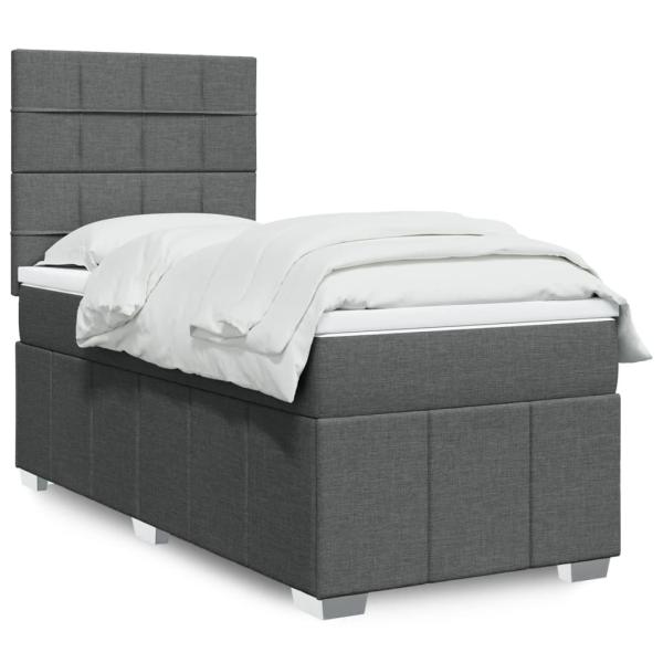 ARDEBO.de - Boxspringbett mit Matratze Dunkelgrau 80x200 cm Stoff