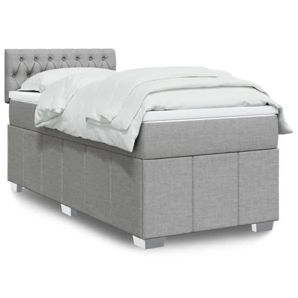 ARDEBO.de - Boxspringbett mit Matratze Hellgrau 80x200 cm Stoff