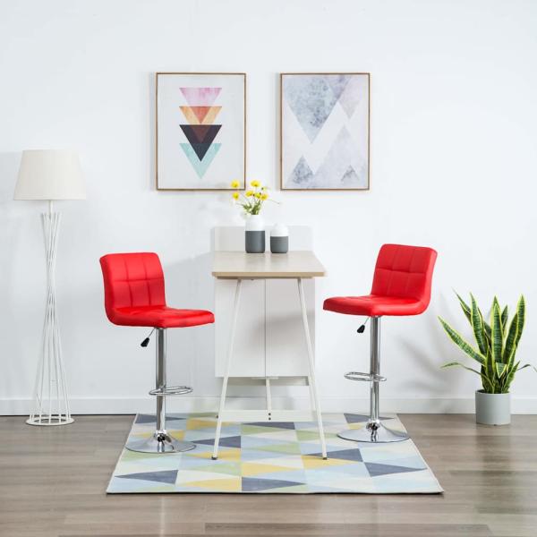 ARDEBO.de - Barhocker 2 Stk. Rot Kunstleder