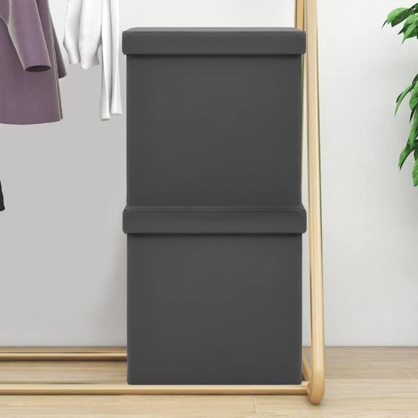ARDEBO.de - Hocker mit Stauraum 2 Stk. Grau PVC