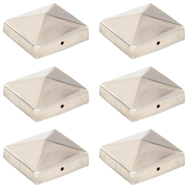 ARDEBO.de - Pfostenkappen 6 Stk. Pyramide Edelstahl 81 x 81 mm