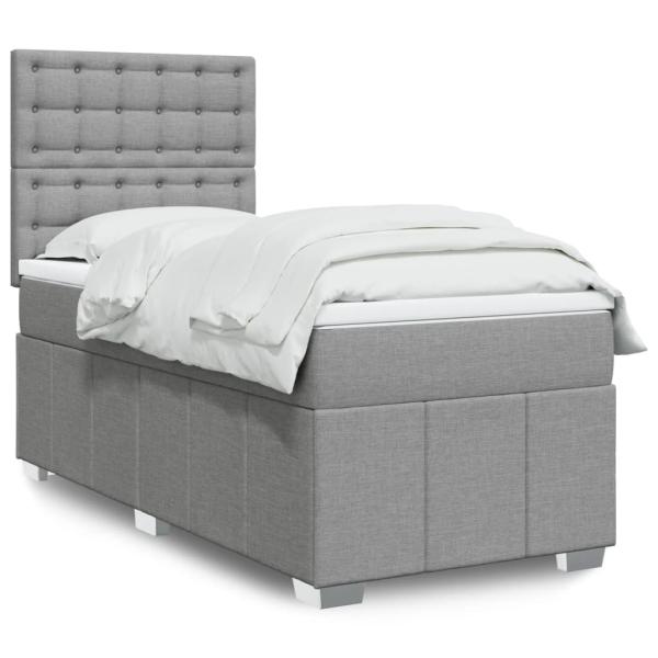 ARDEBO.de - Boxspringbett mit Matratze Hellgrau 80x200 cm Stoff