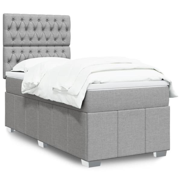 ARDEBO.de - Boxspringbett mit Matratze Hellgrau 80x200 cm Stoff