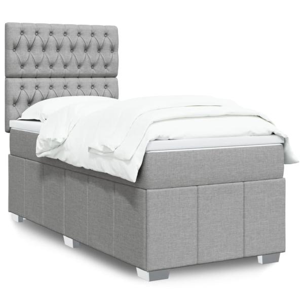 ARDEBO.de - Boxspringbett mit Matratze Hellgrau 80x200 cm Stoff