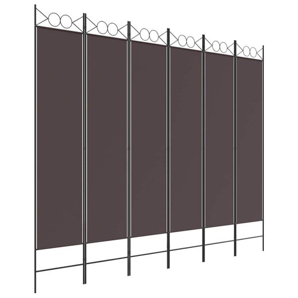 6-tlg. Paravent Braun 200x200 cm Stoff