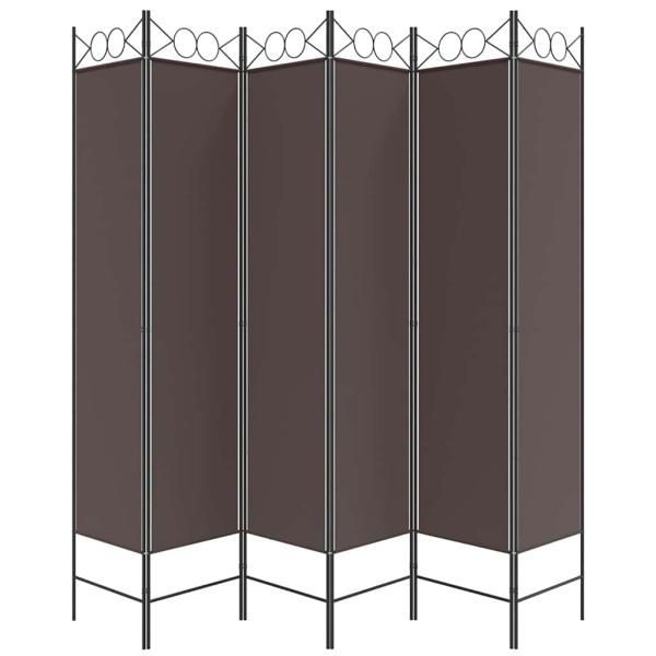 6-tlg. Paravent Braun 200x200 cm Stoff