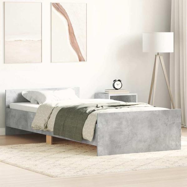 ARDEBO.de - Bettgestell Betongrau 75x190 cm Holzwerkstoff