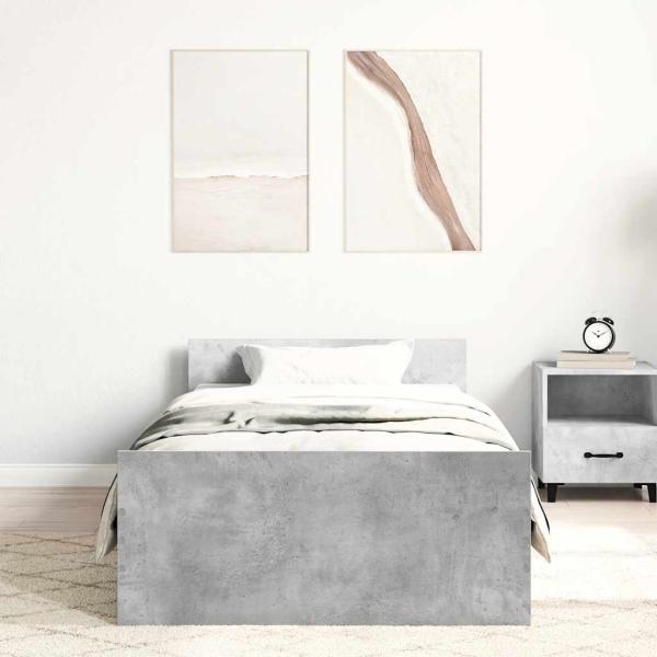 Bettgestell Betongrau 75x190 cm Holzwerkstoff