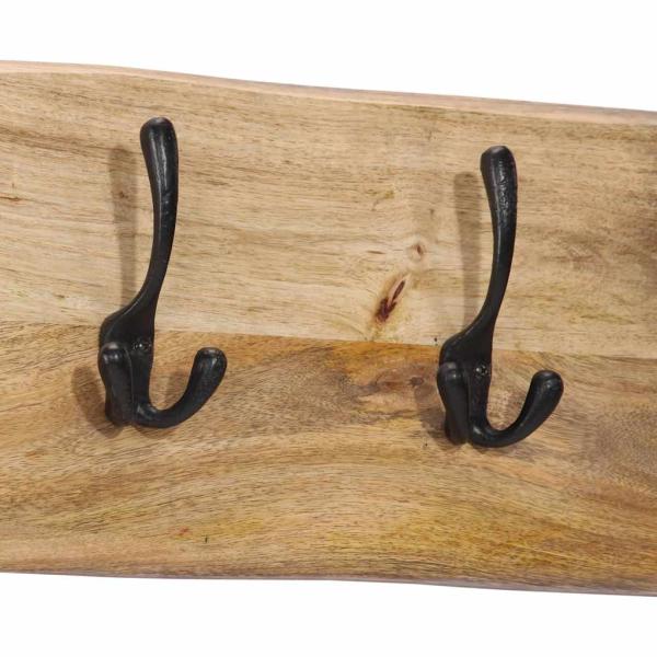 Wandgarderobe mit 4 Haken Massivholz Mango