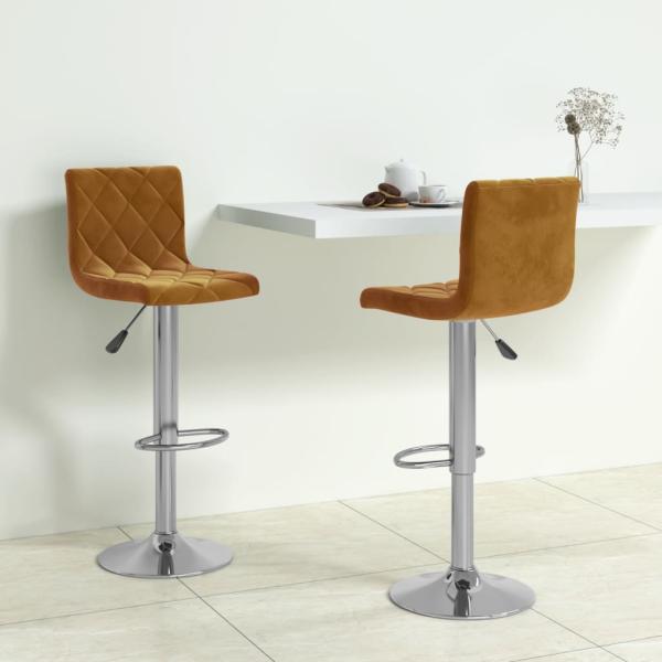 ARDEBO.de - Barhocker 2 Stk. Braun Samt