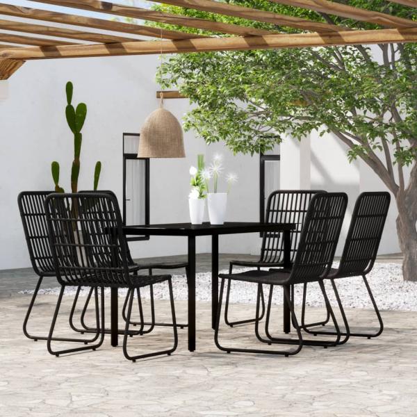 ARDEBO.de - 7-tlg. Garten-Essgruppe Schwarz