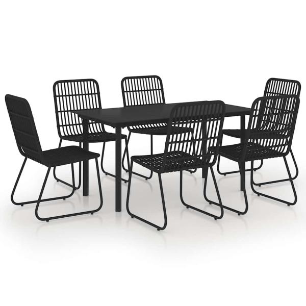 7-tlg. Garten-Essgruppe Poly Rattan und Glas