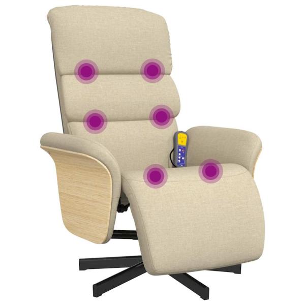 Massagesessel mit Fußteil Creme Stoff