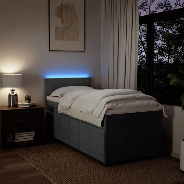 Boxspringbett mit Matratze Dunkelgrau 80x200 cm Stoff