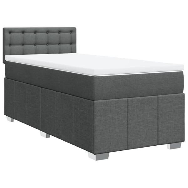 Boxspringbett mit Matratze Dunkelgrau 80x200 cm Stoff