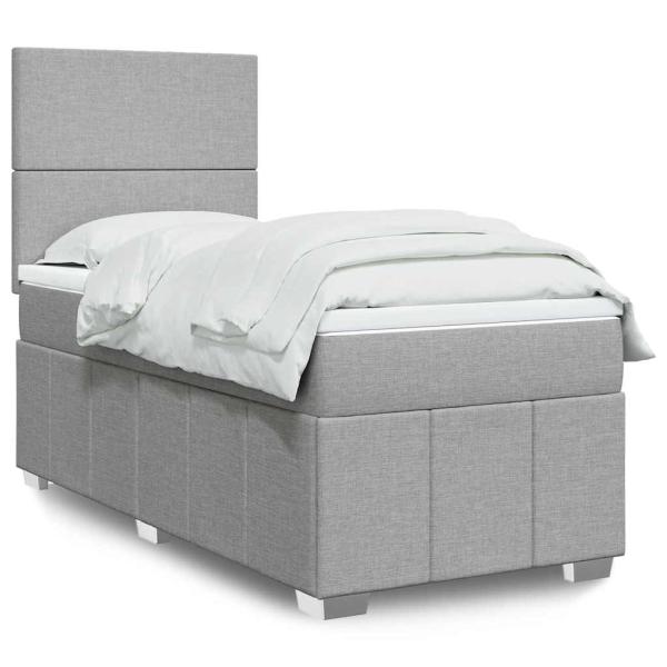 ARDEBO.de - Boxspringbett mit Matratze Hellgrau 80x200 cm Stoff